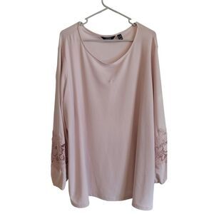 Dennis Basso Women's Caviar‎ Crepe Lace-Trimmed Sleeves Tunic